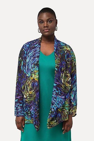 Ulla Popken Sommerjacke Indoorjacke Rayon-Chiffon Wasserfallkragen Langarm günstig online kaufen