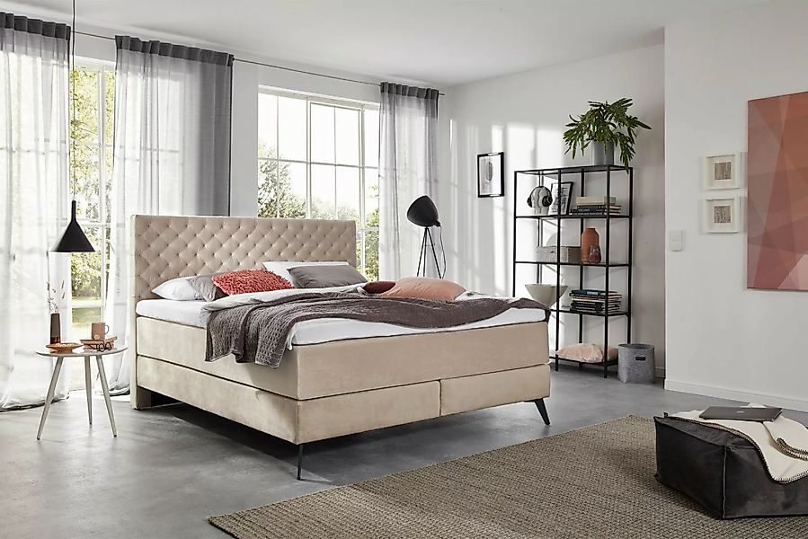 KAWOLA Boxspringbett SINDAR, Stoff, verschiedene Farben, mit oder ohne Topp günstig online kaufen