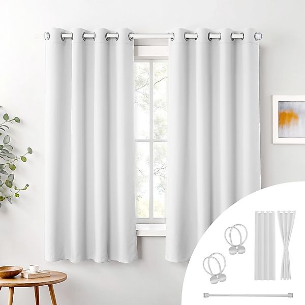 Cozyor Vorhang weiß 2er Set + 2 Raffhalter - Gardine mit Ösen wahlweise mit günstig online kaufen