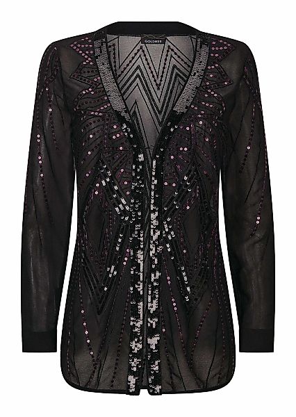 GOLDNER Chiffonbluse "Edle Pailletten-Jacke mit V-Ausschnitt" Pailletten günstig online kaufen
