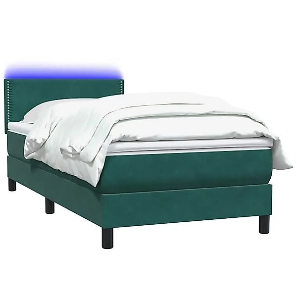 vidaXL Boxspringbett mit Matratze & LED Dunkelgrün 80x220 cm Samt 3316812 günstig online kaufen