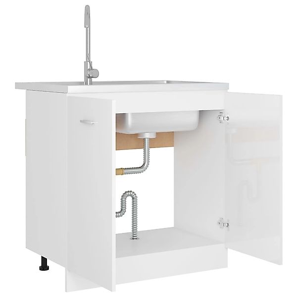 vidaXL Unterschrank Spülenunterschrank Hochglanz-Weiß 80x46x81,5 cm günstig online kaufen