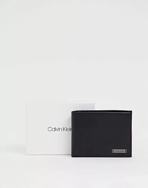 Calvin Klein – 5CC – Ledergeldbörse mit Plakette und Münzfach-Schwarz günstig online kaufen
