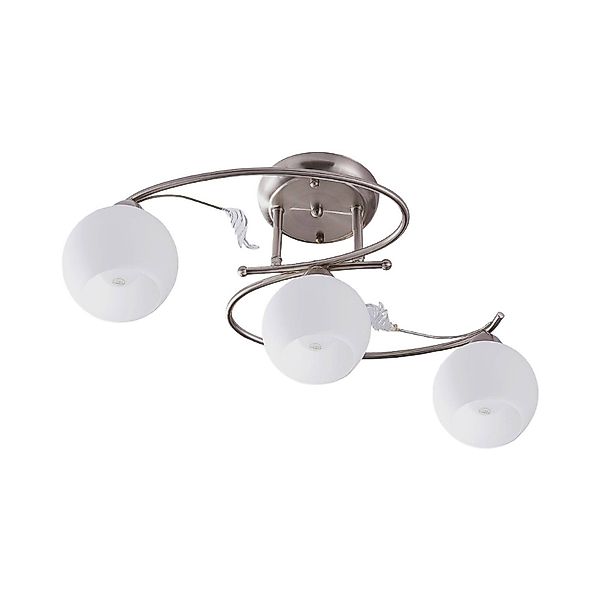 Lindby Deckenlampe Svean, 3fl, nickel/weiß, Glas, Länge 60cm günstig online kaufen