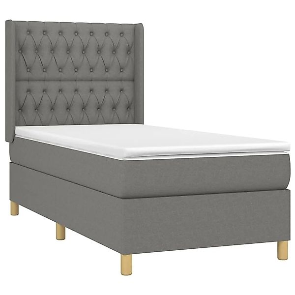 vidaXL Boxspringbett mit Matratze & LED Dunkelgrau 100x200 cm Stoff 3139094 günstig online kaufen