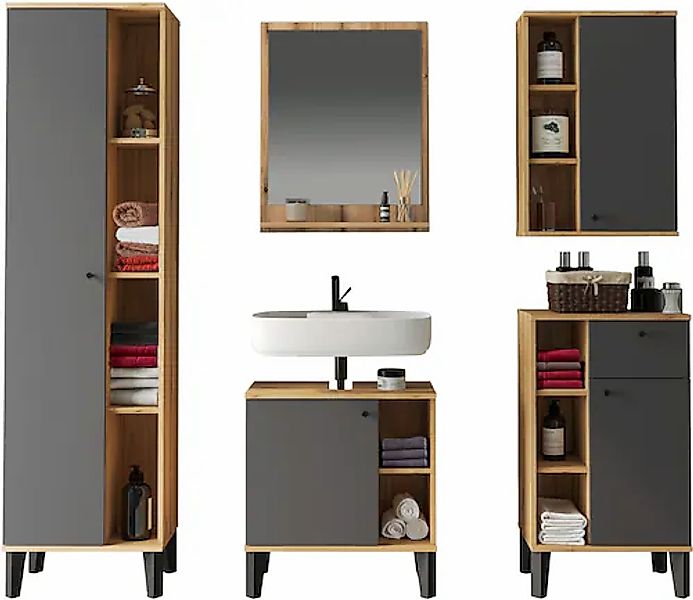 INOSIGN Badmöbel-Set »OSLO, Bad im skandinavischen Design, 5-teiliges Badez günstig online kaufen