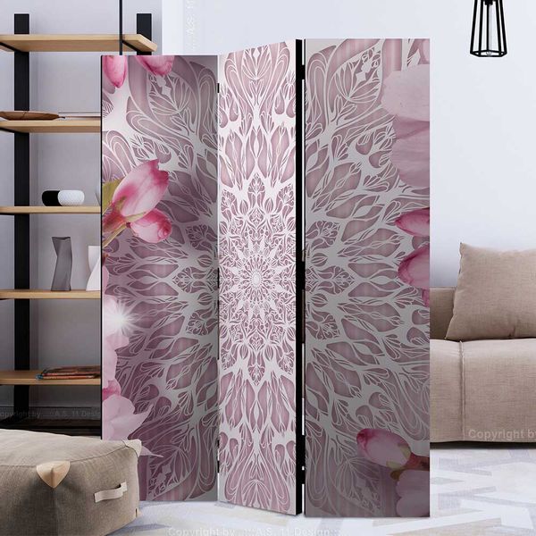 Paravent Trennwand mit Kirschblüten Motiv Mandala günstig online kaufen