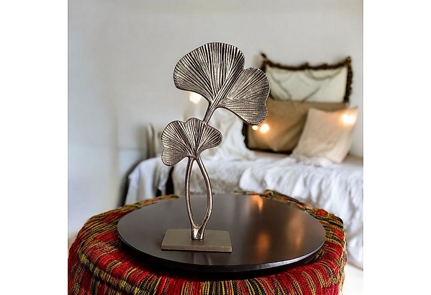 Preis-Shop24 Dekofigur Deko Ginkgo Blätter auf Sockel, gold günstig online kaufen