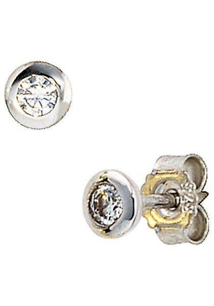 JOBO Paar Ohrstecker, rund 375 Weißgold mit Zirkonia günstig online kaufen