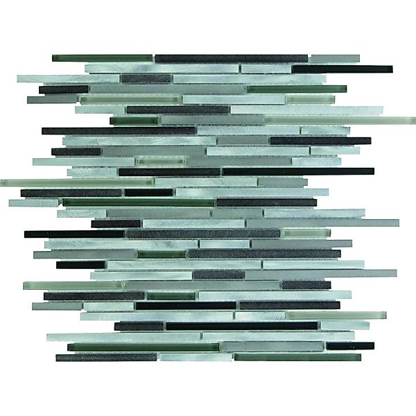 Mosaikmatte Glas Aluminium Black Grey 30 cm x30 cm günstig online kaufen
