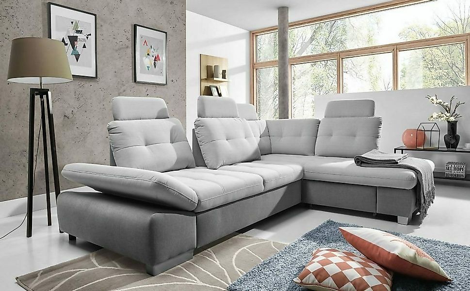 JVmoebel Ecksofa L Form Sofa Wohnlandschaft Garnitur Stoff Sofas Bettunktio günstig online kaufen