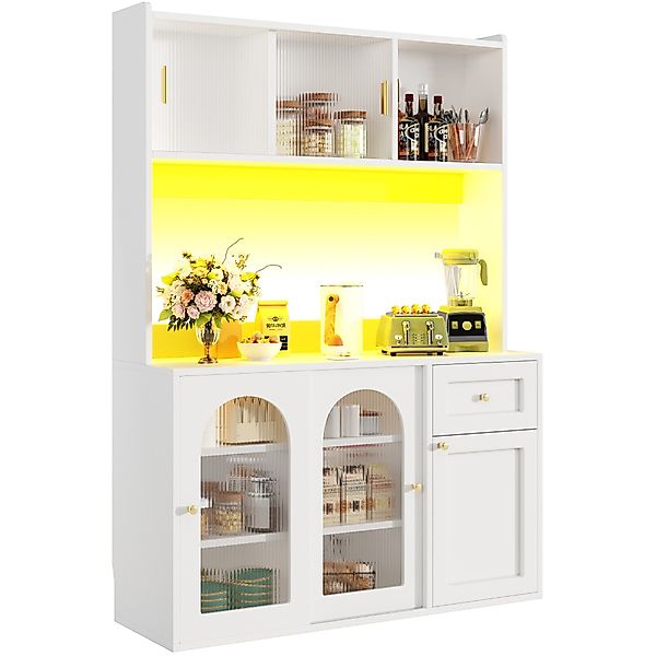 SeedWave Buffet Küchenschrank Mehrzweckschrank mit LED-Beleuchtung, günstig online kaufen