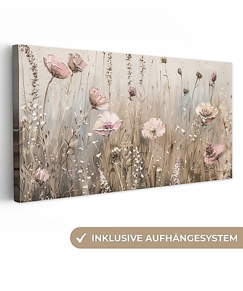 OneMillionCanvasses® Leinwandbild Panorama Blumen - Rosa günstig online kaufen