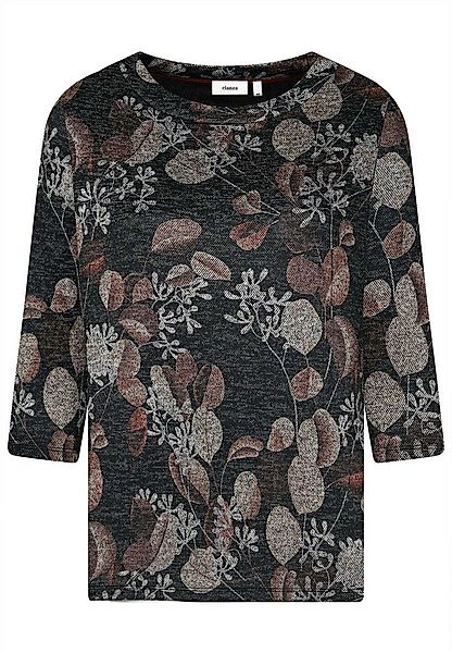 elanza T-Shirt Shirt mit Blätter-Print in Anthrazit/Braun (1-tlg) günstig online kaufen