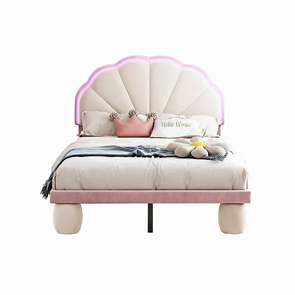 Ulife Polsterbett Kinderbett Einzelbett mit runden Beine, 90x200cm,Samt günstig online kaufen