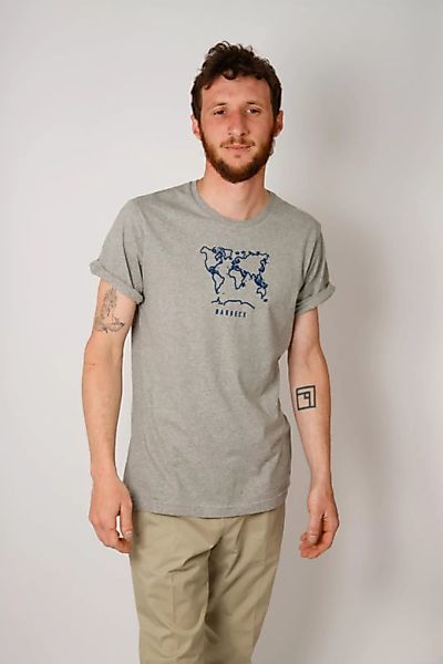 Herren Bio-baumwoll Shirt Mit Siebdruck, Grau günstig online kaufen