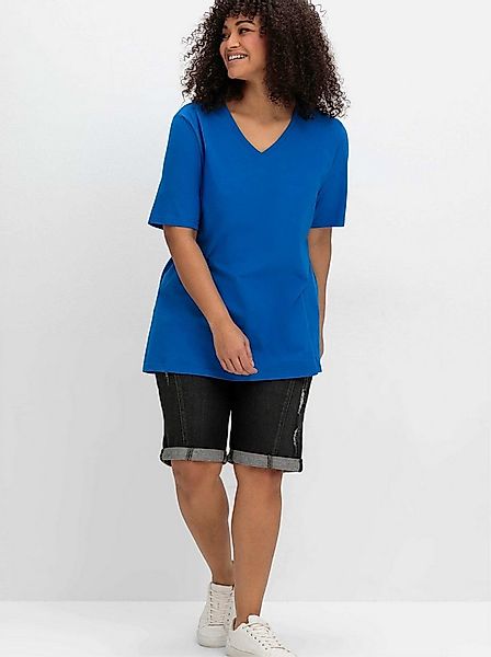 Sheego T-Shirt T-Shirt Kurzarm mit V-Ausschnitt, aus leichtem Jersey günstig online kaufen