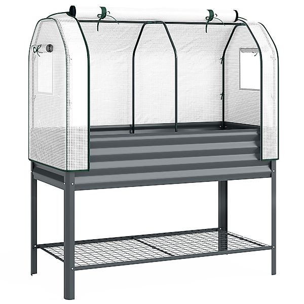 Outsunny Hochbeet mit Frühbeetaufsatz aus Metall Pflanzkasten mit Gewächsha günstig online kaufen