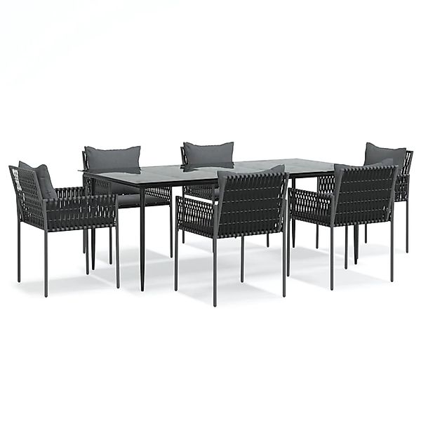 vidaXL 7-Tlg Garten-Essgruppe mit Kissen Poly Rattan und Stahl 3187063 günstig online kaufen