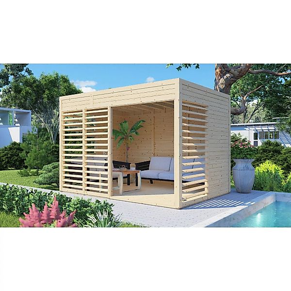 Bertilo Pavillon Garten-Lounge 2 Natur 234 cm x 337 cm FSC® günstig online kaufen
