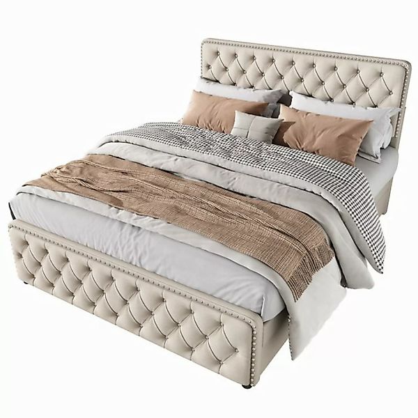 OKWISH Polsterbett Doppelbett Bett Stauraumbett Jugendbett gepolsteres Bett günstig online kaufen