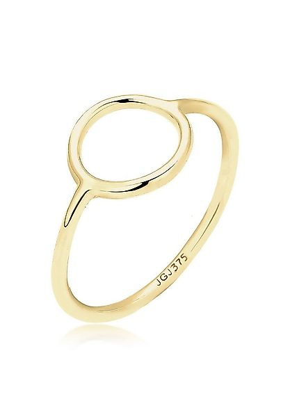 Elli Premium Fingerring Geo Trend Look Kreis Statement 375 Gelbgold günstig online kaufen