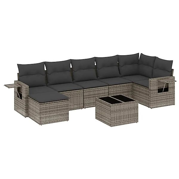 vidaXL 8-Tlg Garten-Sofagarnitur mit Kissen Grau Poly Rattan 3252827 günstig online kaufen