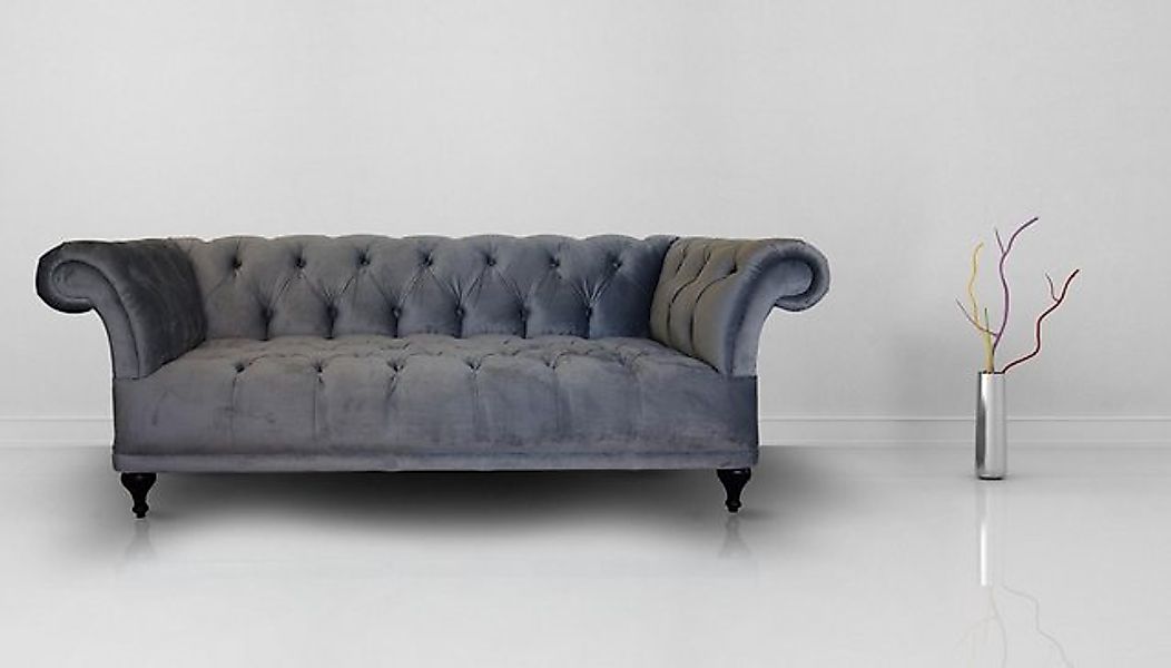 Xlmoebel 3-Sitzer Chesterfield Grau Sofa Polster Designer Couch Textil, 1 T günstig online kaufen