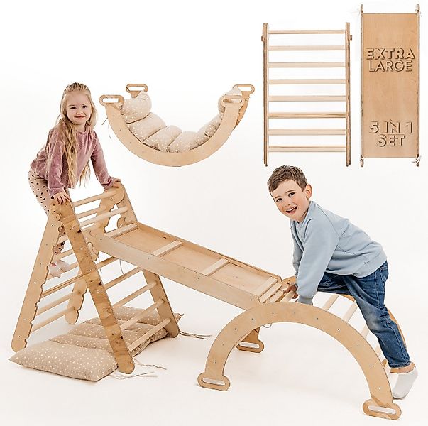 Goodevas Klettergerüst Holz Indoor Klettergerüst für Kinder von 1-5 Jahren, günstig online kaufen
