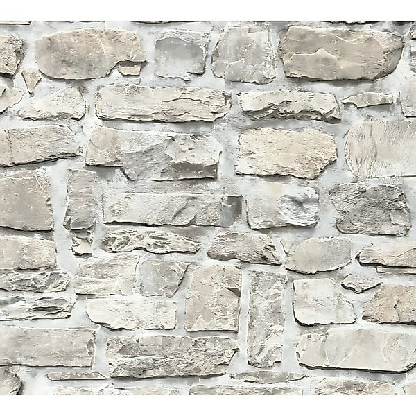 PROFHOME 363702-GU Stein Kacheln Tapete Steinoptik Matt Grau Beige 0,53 m x günstig online kaufen