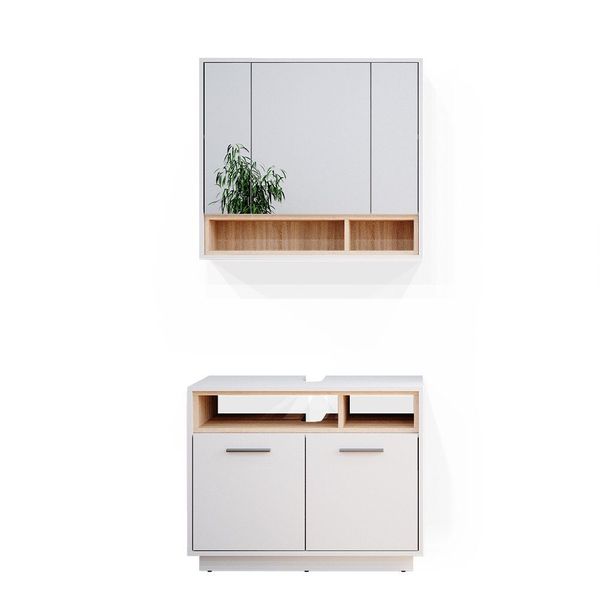 Vicco Badmöbel-Set Beatrice, Weiß/Sonoma, 2 Teile, günstig online kaufen