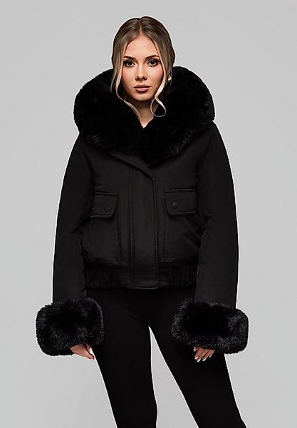 OMBRE Winterjacke Damen Winterjacke mit Kunstfellkapuze und Ärmelbesatz günstig online kaufen