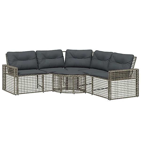 vidaXL Gartensofa in L-Form mit Kissen und Fußbank Grau Poly Rattan 365895 günstig online kaufen