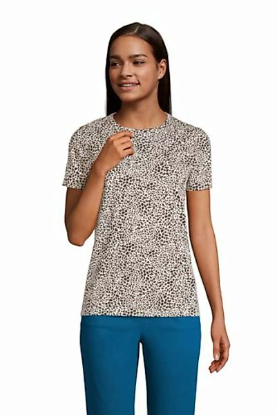 Supima Kurzarm-Shirt mit rundem Ausschnitt, Damen, Größe: L Normal, Elfenbe günstig online kaufen