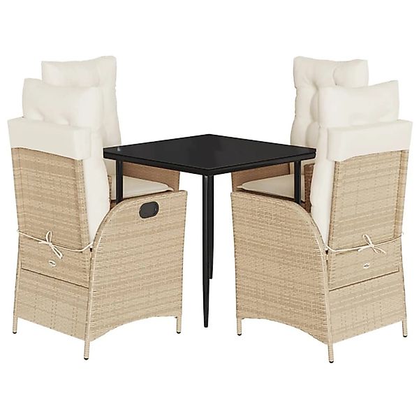 vidaXL 5-Tlg Garten-Essgruppe mit Kissen Beige Poly Rattan 3213235 günstig online kaufen