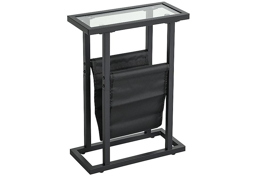 HOMCOM Beistelltisch mit Stofftasche, Metallrahmen, Glasplatte (Couchtisch, günstig online kaufen