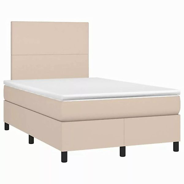 vidaXL Bett Boxspringbett mit Matratze & LED Cappuccino-Braun 120x190 cm günstig online kaufen