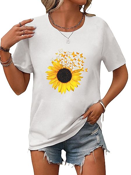 PYLIKE Kurzarmshirt Damen Sommer Kurzarmbluse Locker günstig online kaufen