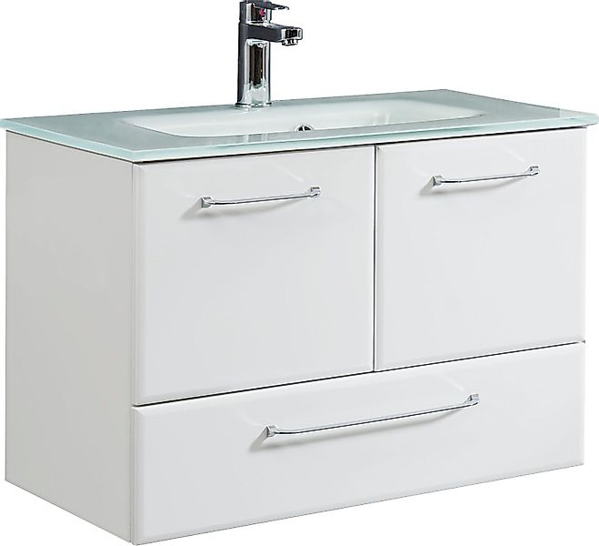 Saphir Waschtisch "Quickset Glaswaschtisch mit Unterschrank, 74 cm breit, W günstig online kaufen