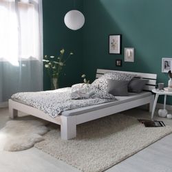 Homestyle4u Holzbett Bett Doppelbett mit Kopfteil günstig online kaufen