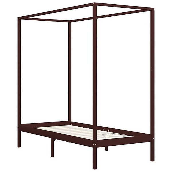 vidaXL Himmelbett, Baldachin Bett-Gestell Dunkelbraun Massivholz Kiefer 90 günstig online kaufen