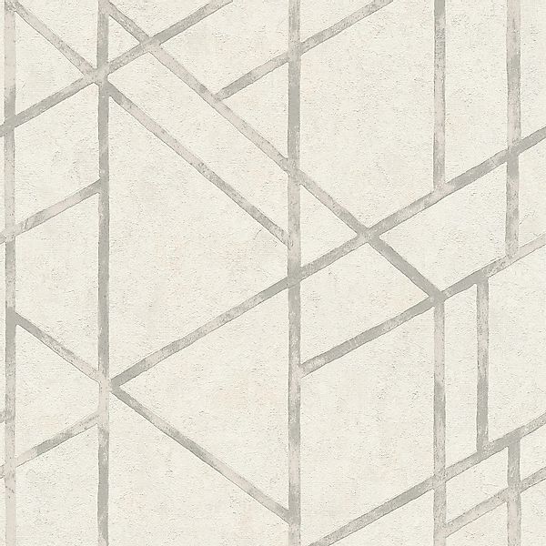 PROFHOME 369285-GU Grafik Tapete Geometrisch Schimmernd Silber Weiß 0,53 m günstig online kaufen