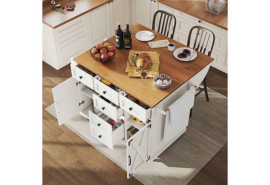 Flieks Küchenwagen mit erweiterbarer Arbeitsplatte, Rollen und Handtuchhalt günstig online kaufen