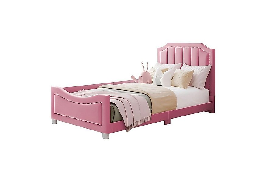 Odikalo Kinderbett Polsterbett Jugendbett 90x200 Flanell Rückenlehne Armleh günstig online kaufen