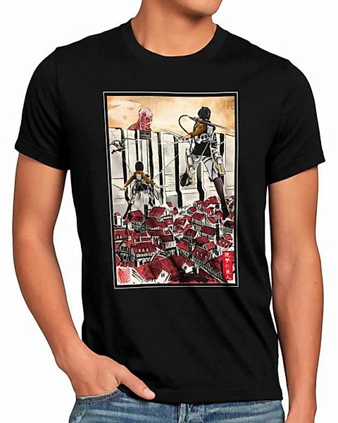 style3 Print-Shirt Herren T-Shirt Defend the Wal titan anime japan on manga günstig online kaufen