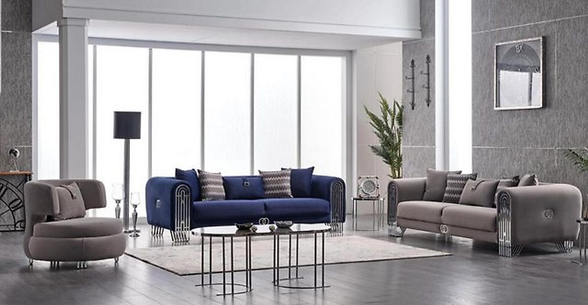 Xlmoebel Sofa Luxuriöses 3-teiliges Stoffsofaset mit 3 Sitzplätzen und Pols günstig online kaufen