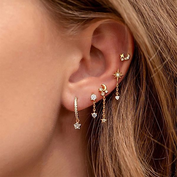 RWEUOQ Ohrhänger-Set Ohrhänger-Set Kettensternohrringe Piercing lange günstig online kaufen