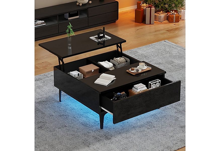 Merax Couchtisch höhenverstellbar Kaffeetisch mit verstecktem Stauraum & Ab günstig online kaufen