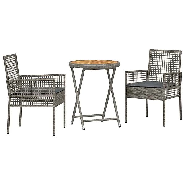 vidaXL Garten Bistro Set 3-Tlg Grau Poly Rattan 3334968 günstig online kaufen