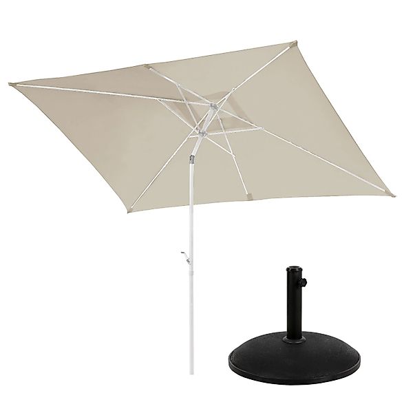 Svita Sonnenschirm Set Mit Schirmständer 3x2m Balkonschirm Rechteckig Beige günstig online kaufen